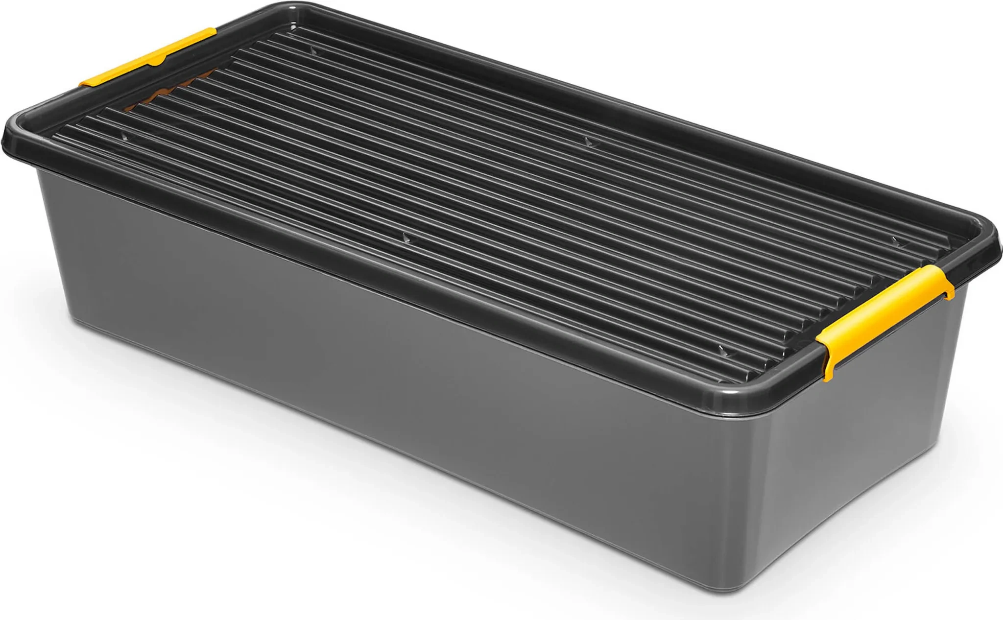 Aufbewahrungsbox mit Deckel & Clips – 35 L – Grau/Transparent – Stapelbar