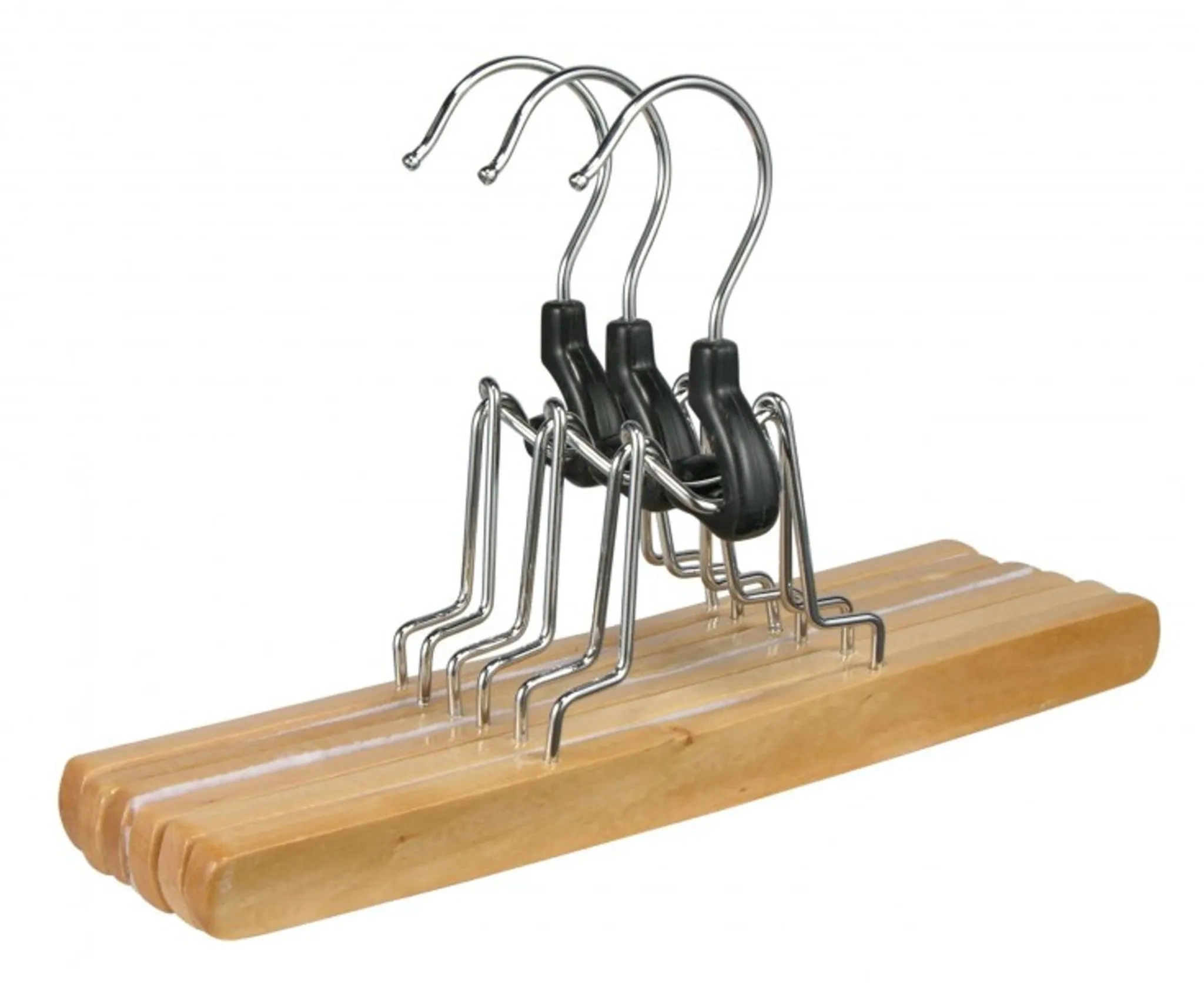 Hosenspanner 3er-Set aus Holz • mit Filzeinlage & Drehhaken