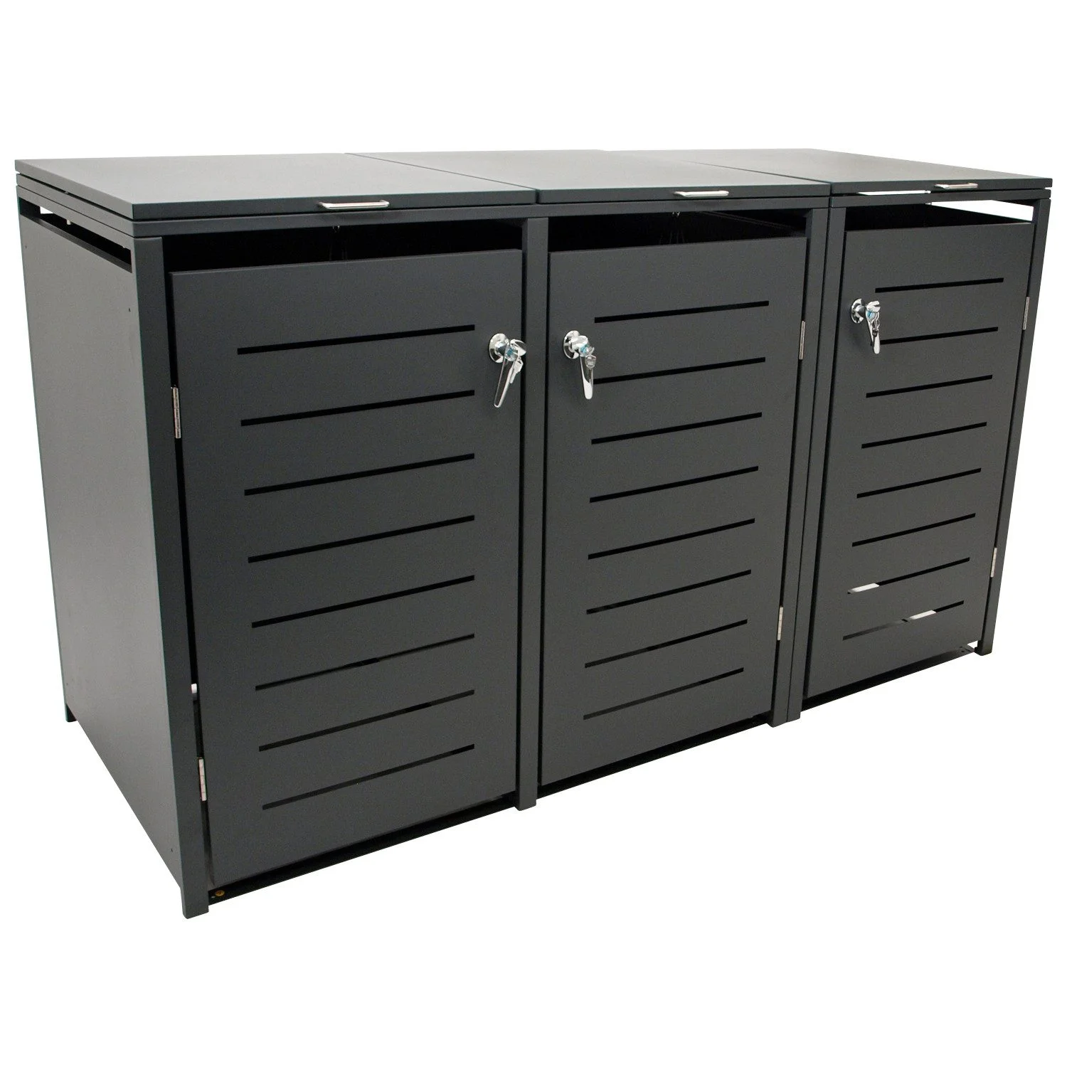 DEGAMO Mülltonnenbox KÖLN – Stahl Anthrazit für 3 Tonnen