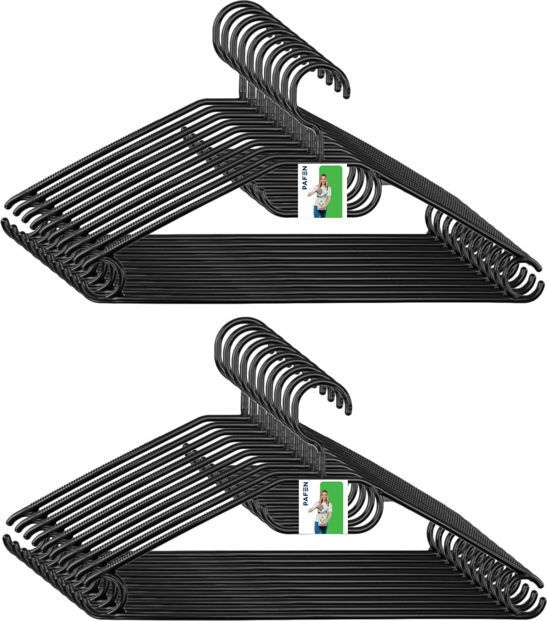 20er Set Kleiderbügel • Mit Wirbelhaken & Anti-Rutsch-Kerben • 40 cm Breite