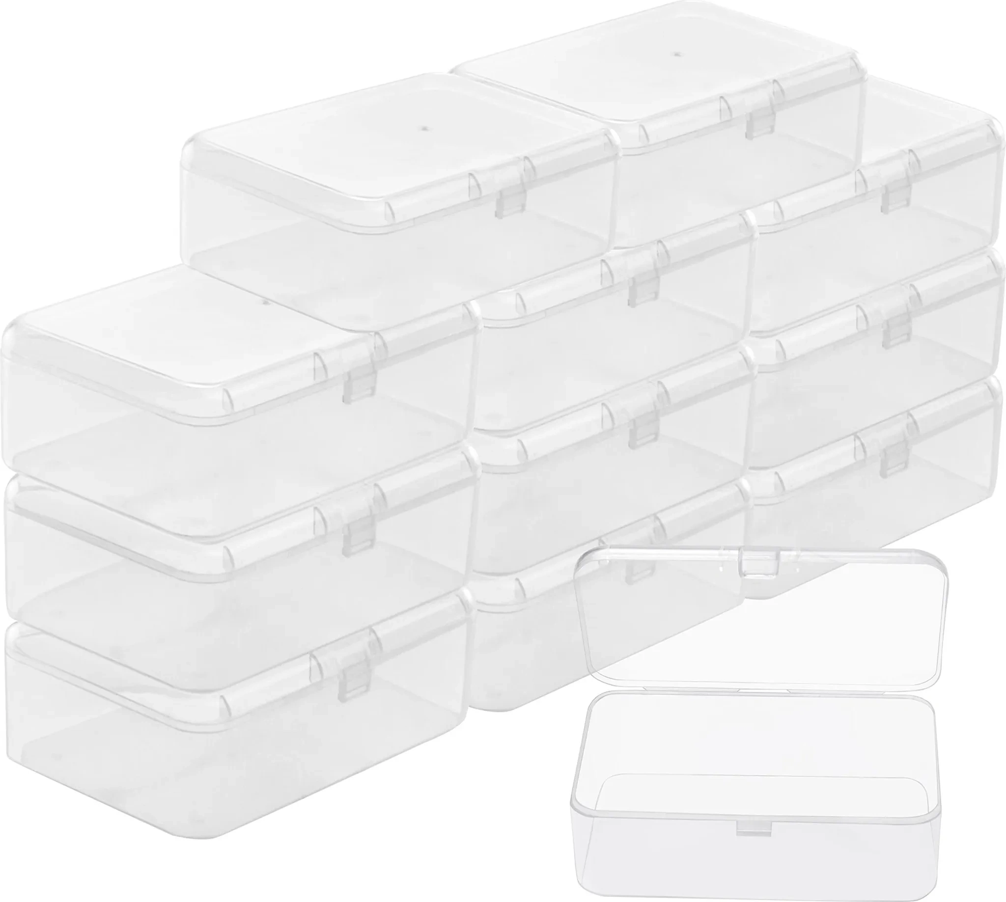 BELLE VOUS – 12er Set Kleine Aufbewahrungsboxen mit Deckel – Transparent – 9 × 6 × 3 cm