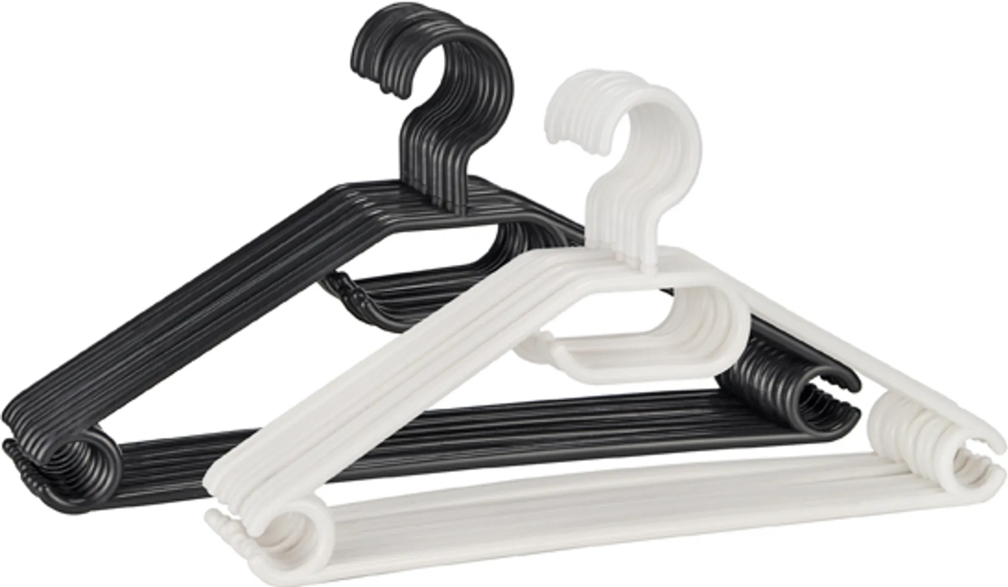 Kleiderbügel 10er Set • mit drehbarem Haken • Schwarz/Weiß sortiert