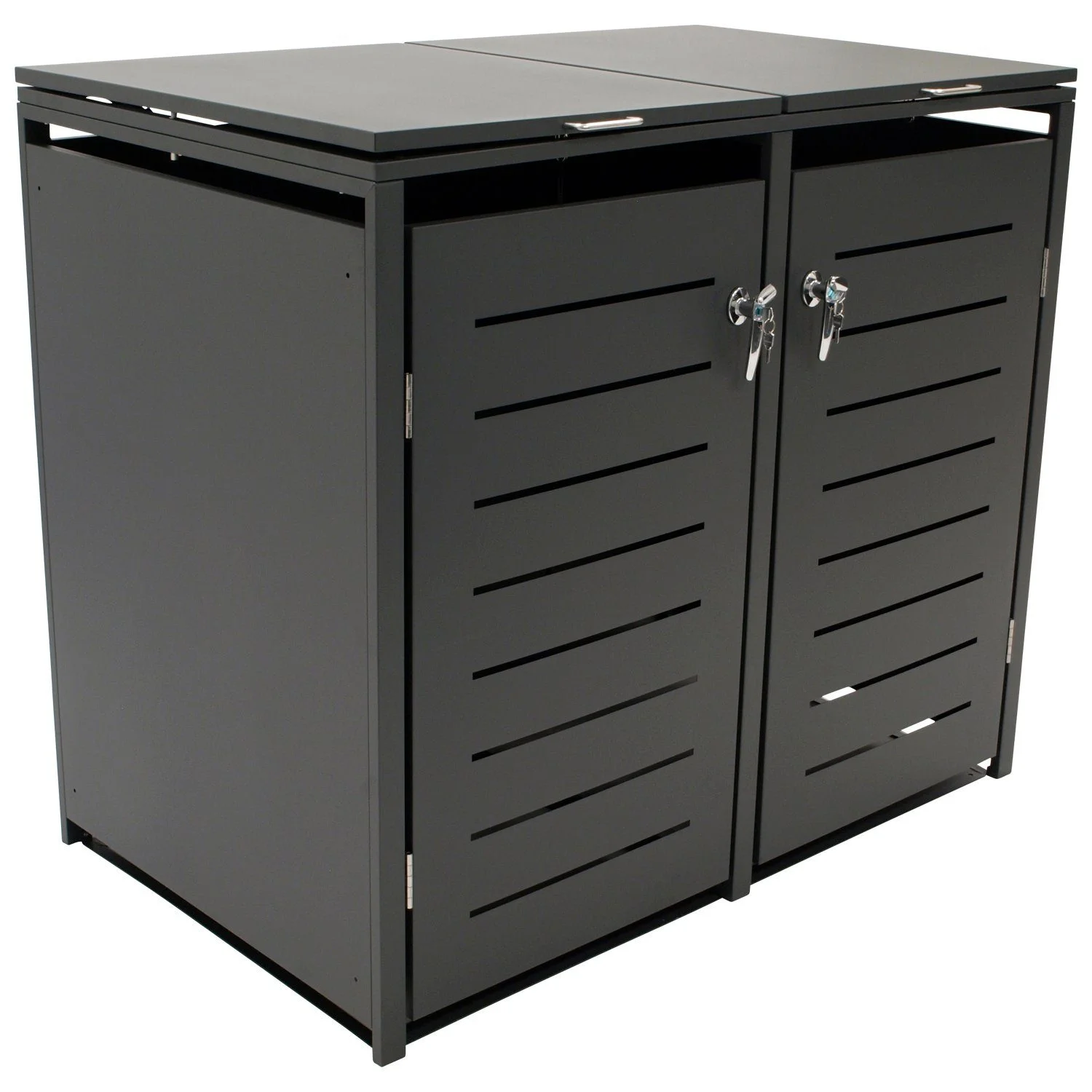 DEGAMO Mülltonnenbox KÖLN – Stahl Anthrazit für 2 × 120 l