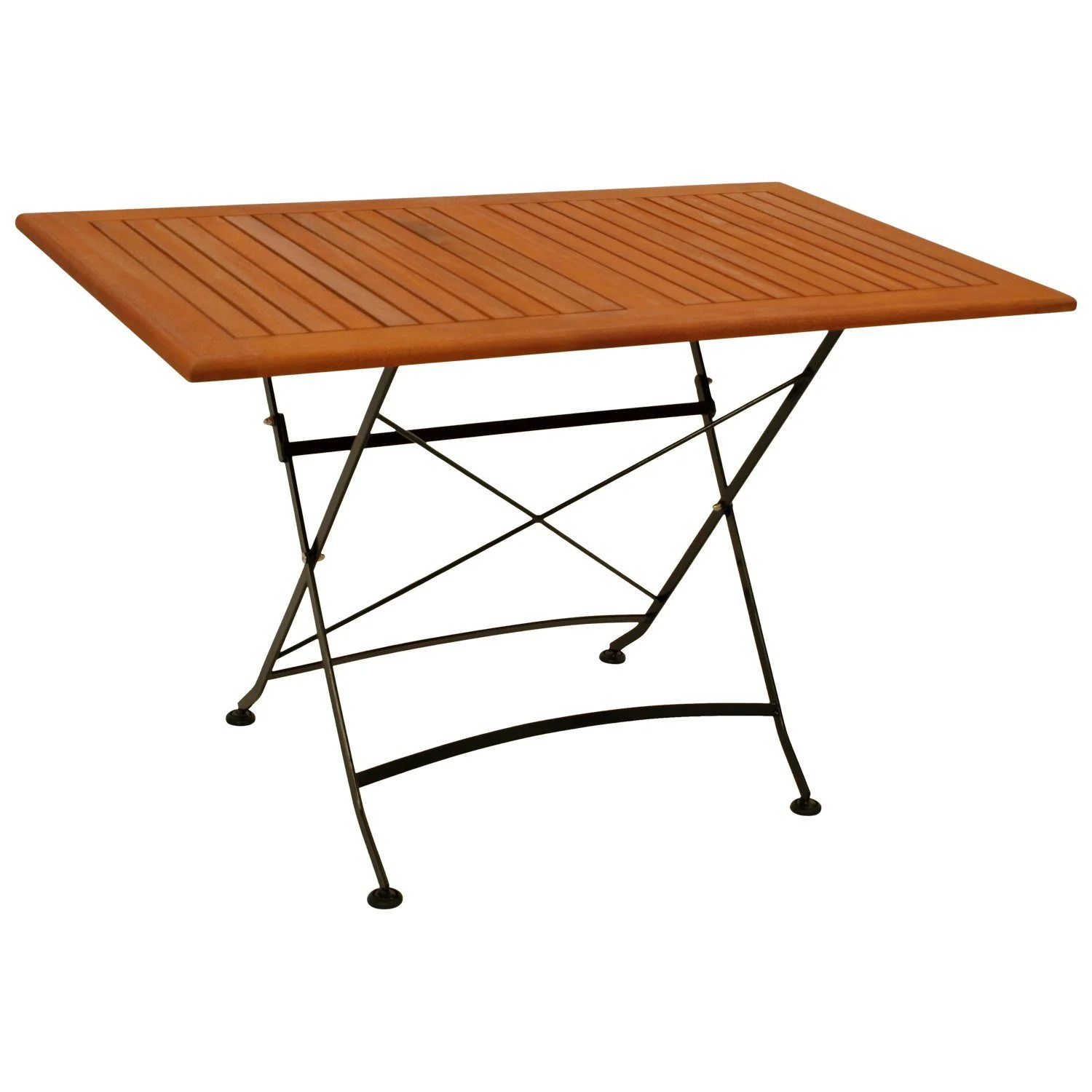 DEGAMO Gartentisch HOFGARTEN – 70×120 cm, Stahl Schwarz & Eukalyptus, klappbar