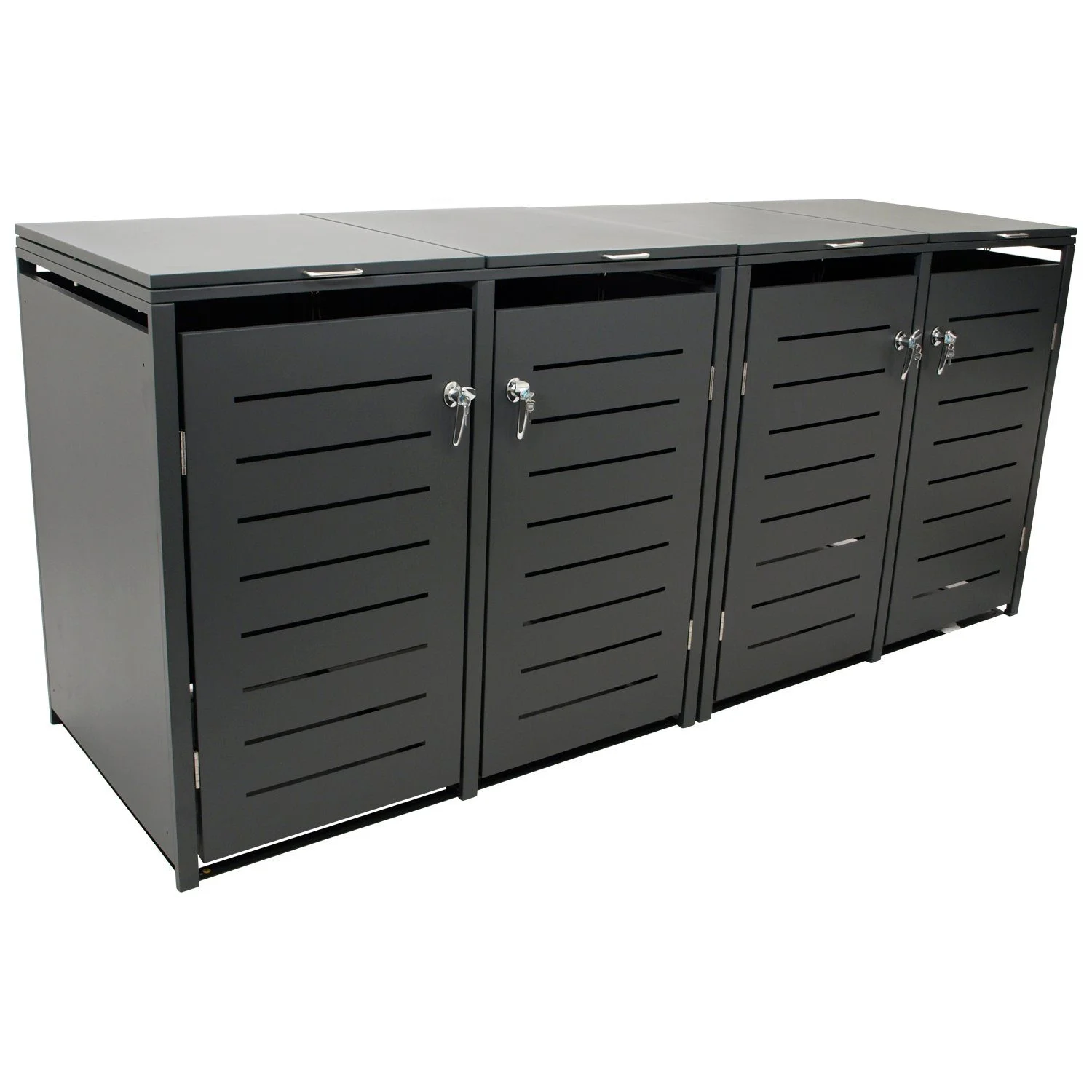 DEGAMO Mülltonnenbox KÖLN – 1 St, Stahl Grau für 4 Tonnen