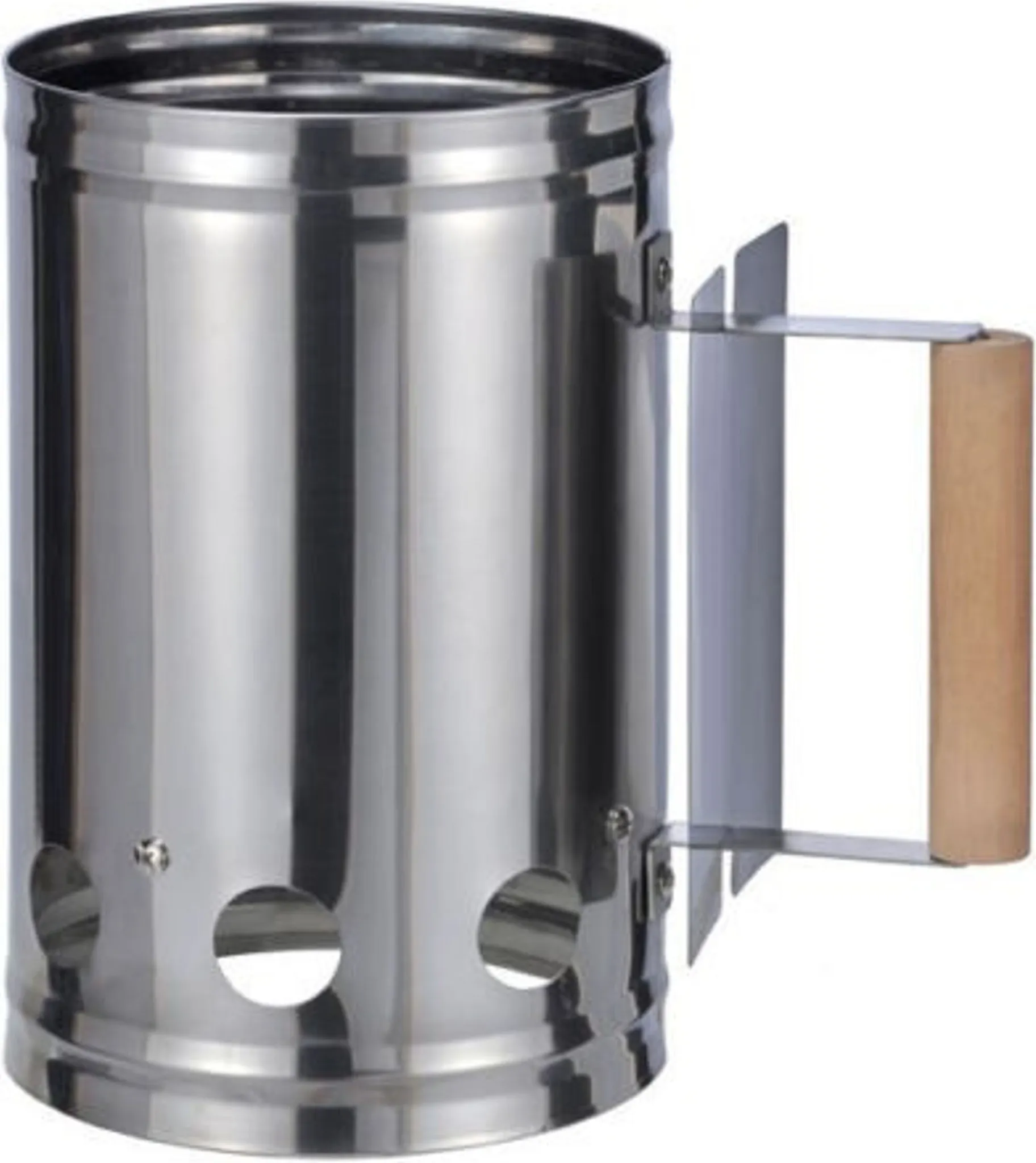 GLÜHZONE KS 100 – Anzündkamin aus Edelstahl mit Holzgriff, 17 × 27,5 cm