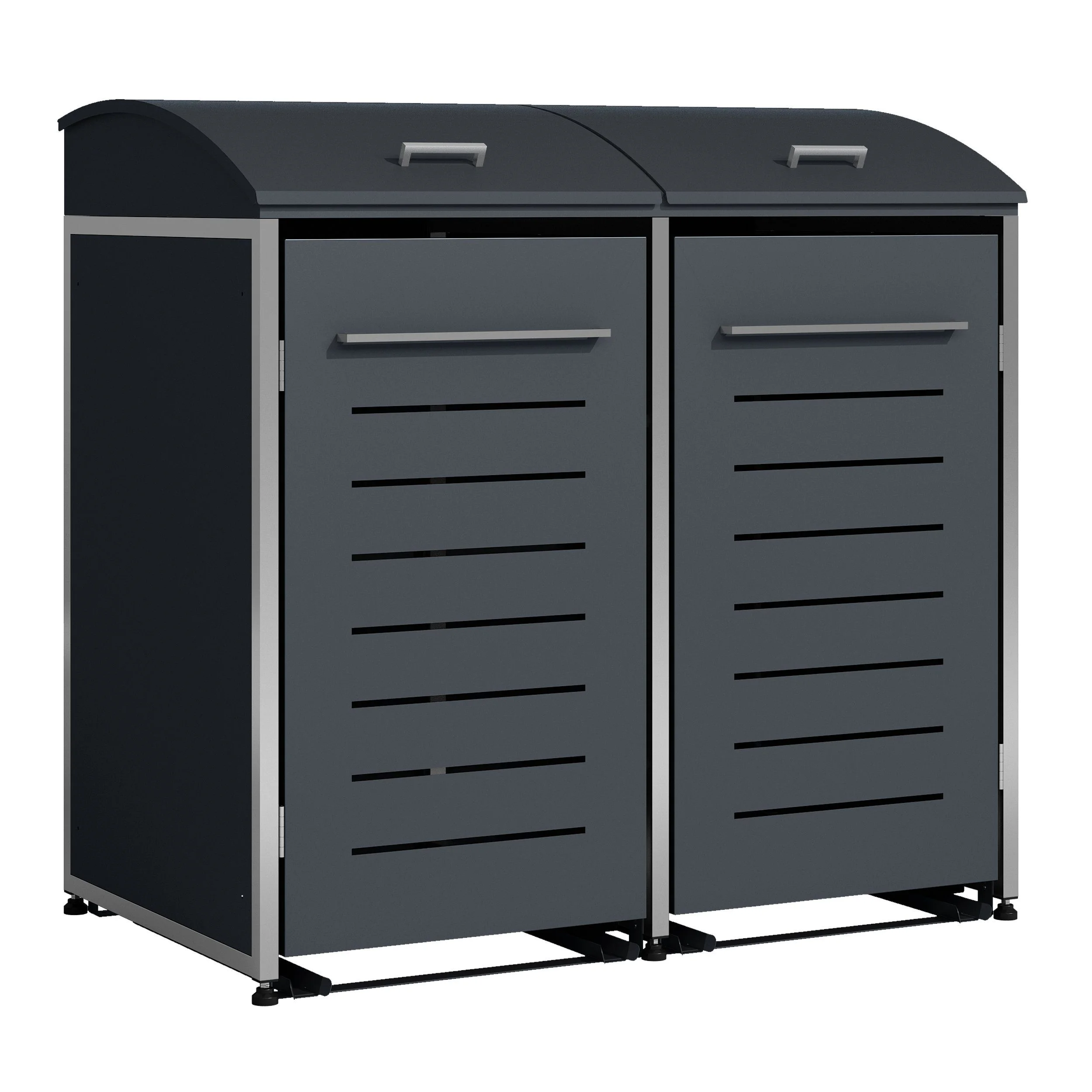 DEGAMO Mülltonnenbox KIEL – Stahl & Edelstahl Anthrazit für 2 Tonnen